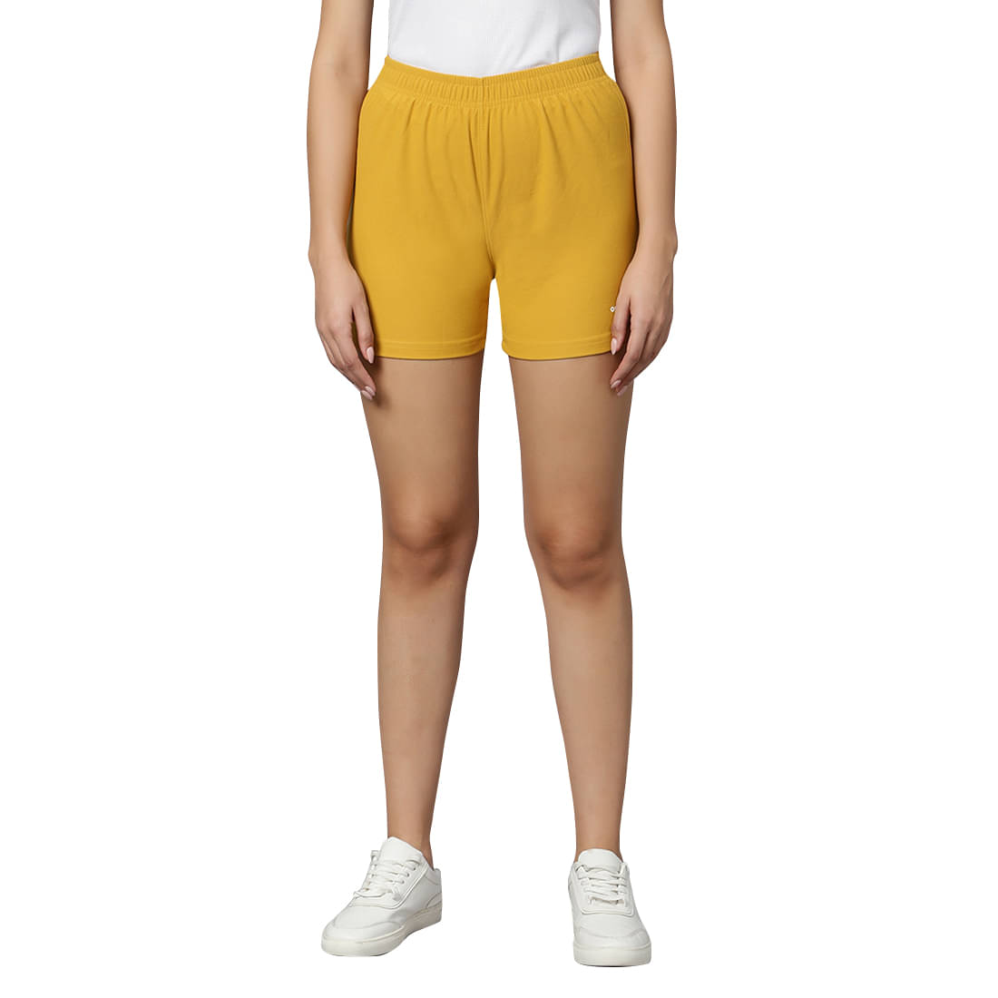     			Omtex Mustard Polyester Solid Shorts - Single