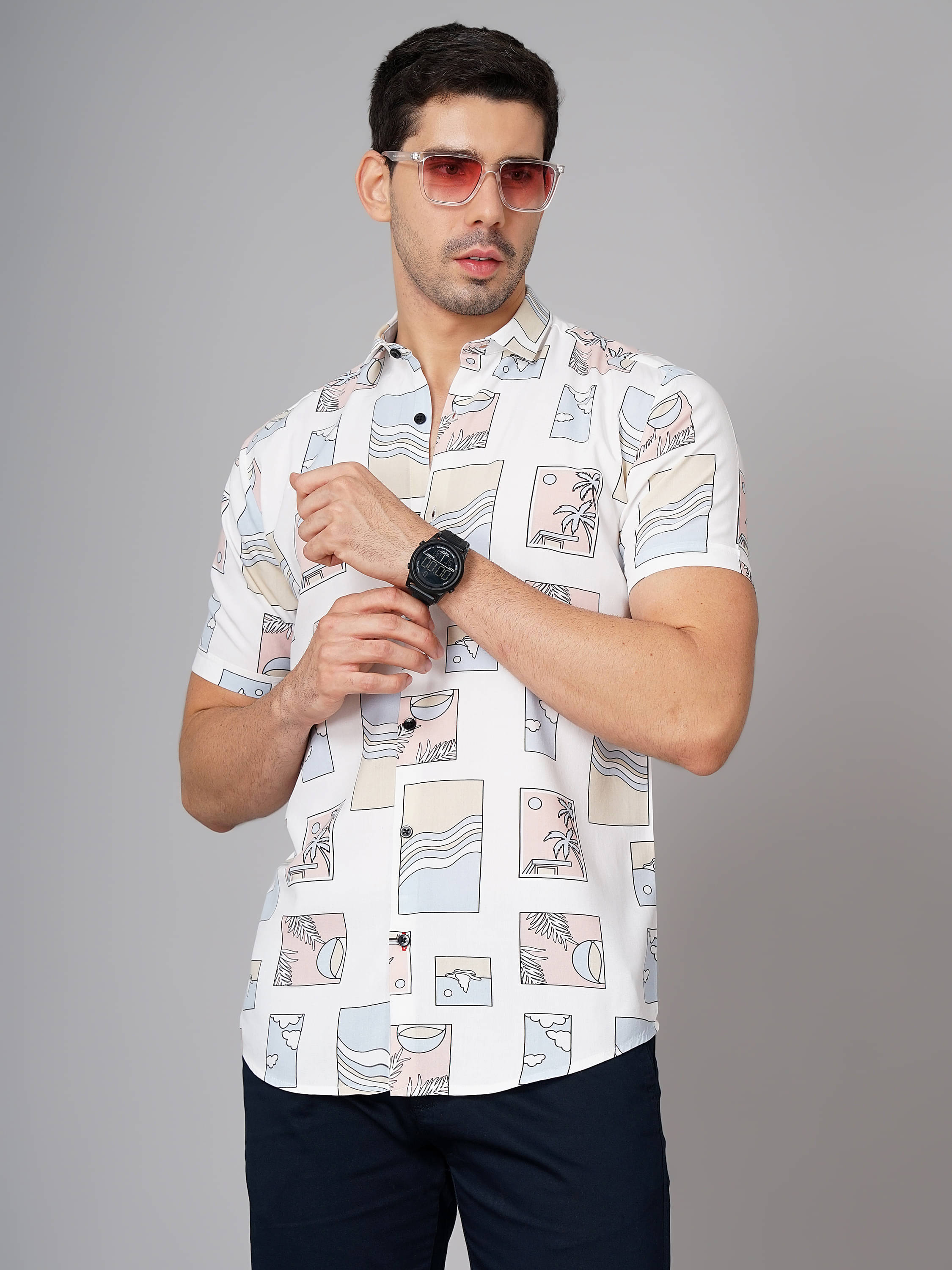     			Paul Street - White Viscose Slim Fit Men's Casual Shirt ( Pack of 1 )