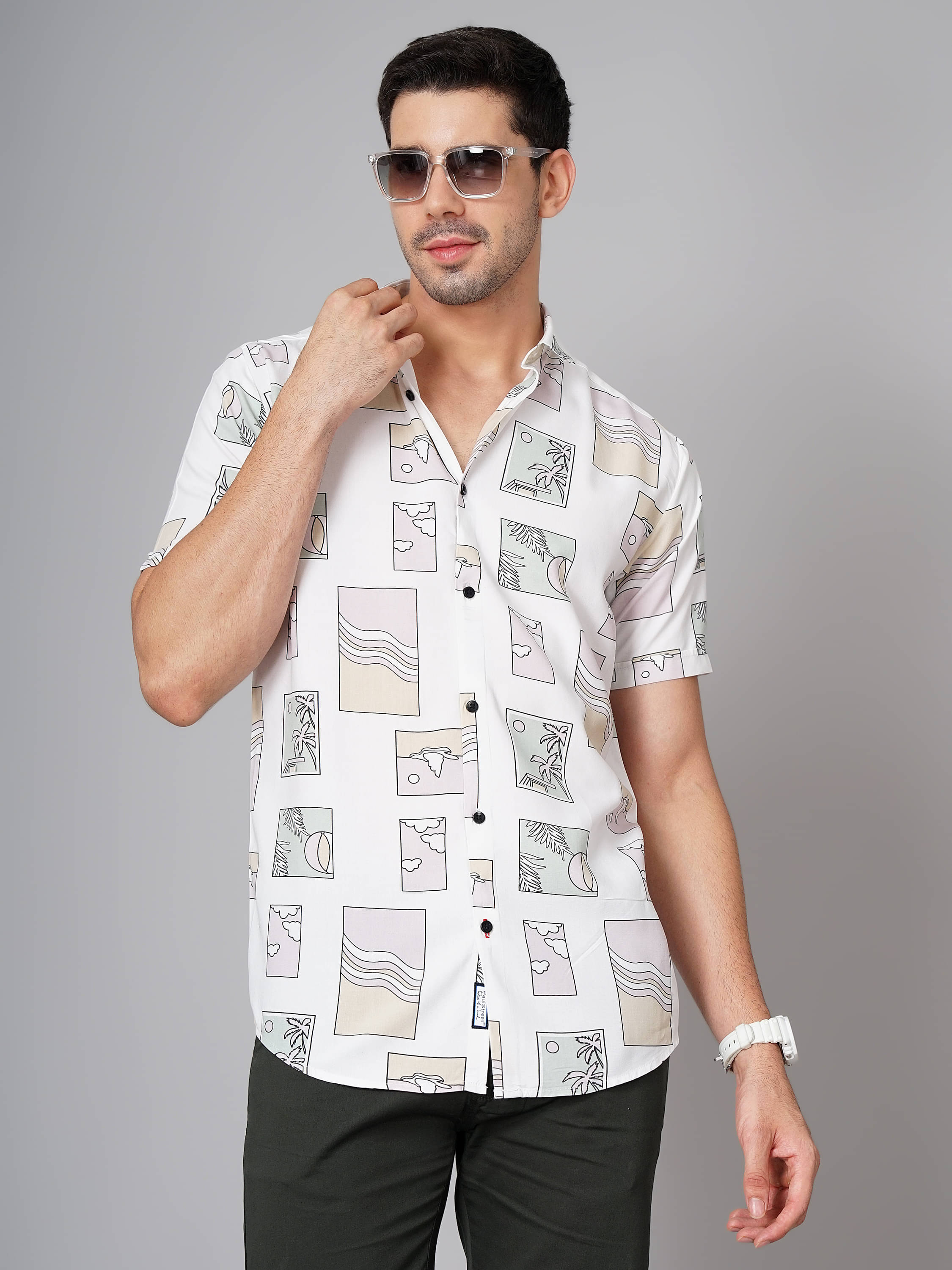     			Paul Street - White Viscose Slim Fit Men's Casual Shirt ( Pack of 1 )