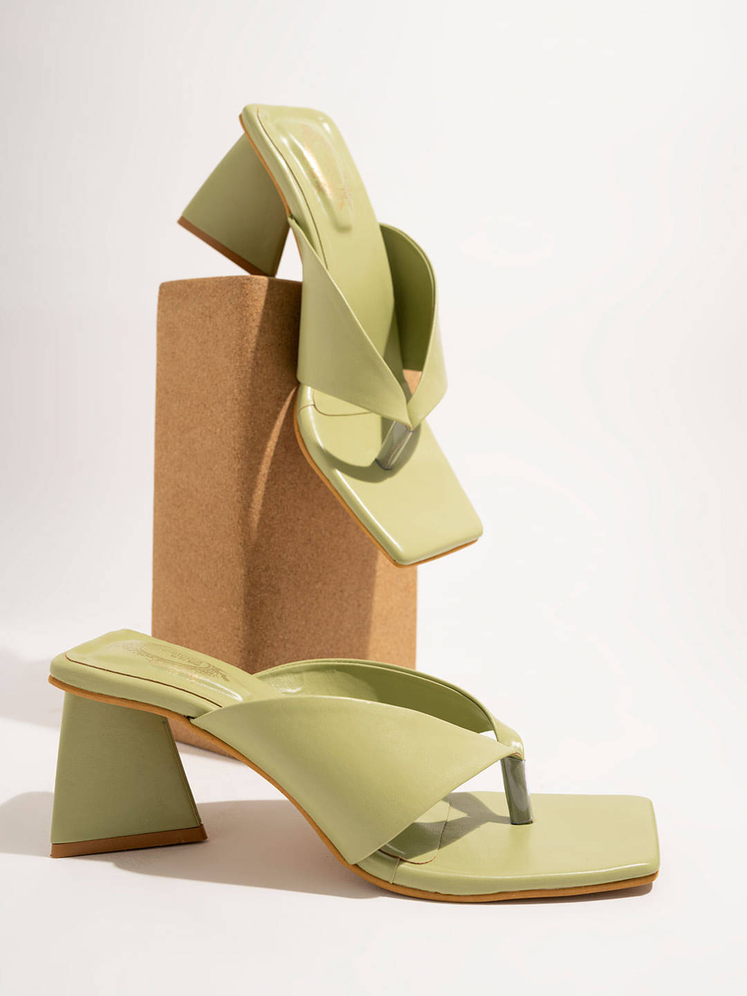     			Shoetopia - Green Women's Slip On Heels