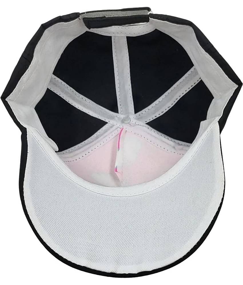 Zacharias Unisex Kids Cotton & Polyester Baby Cap kc-21 (Black & Pink_9-24 Months) (Pack of 1)