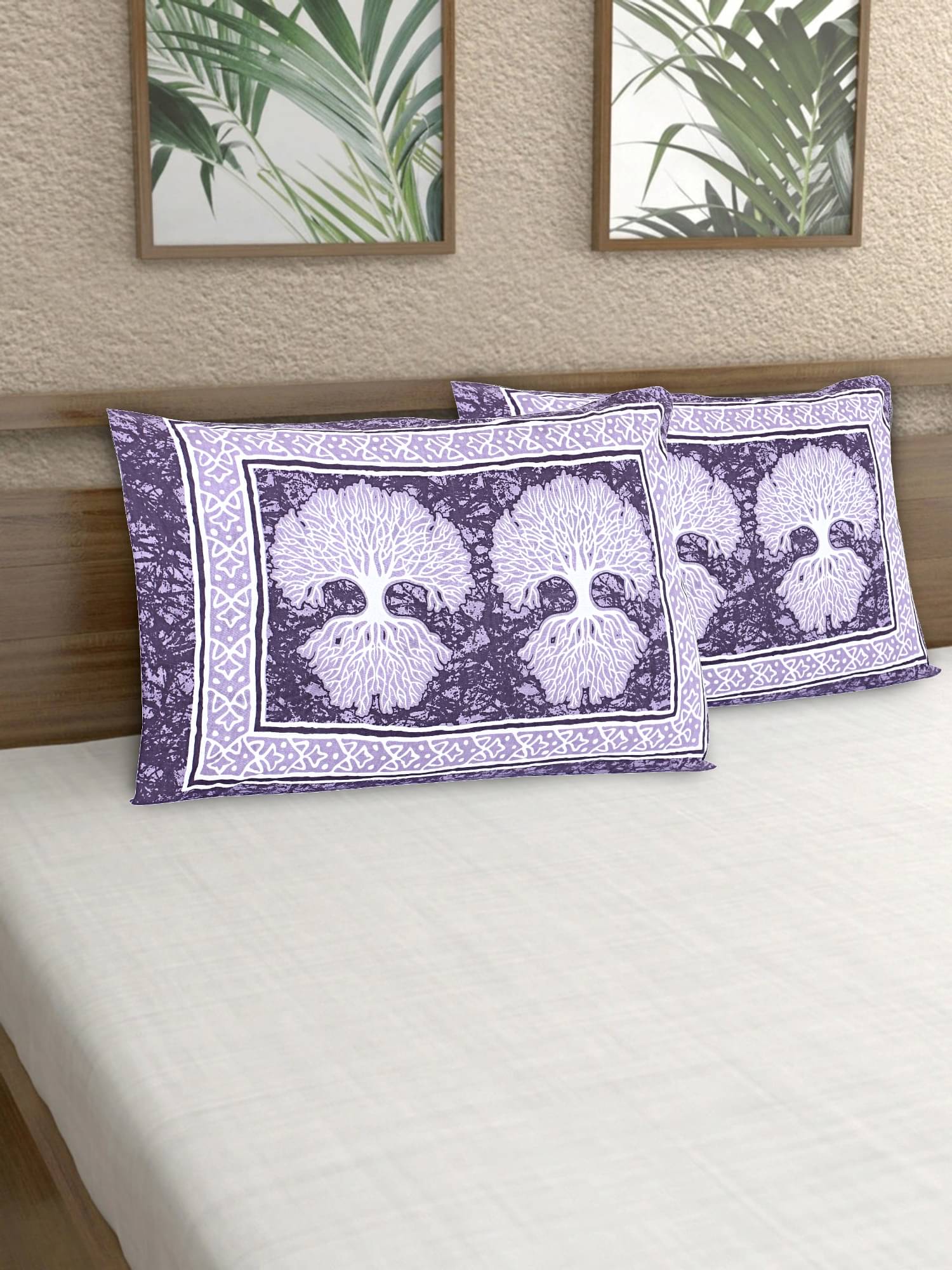     			AJ Home - Pack of 2 Cotton Ethnic Regular Pillow Cover ( 68.58 cm(27) x 43.18 cm(17) ) - Navy Blue