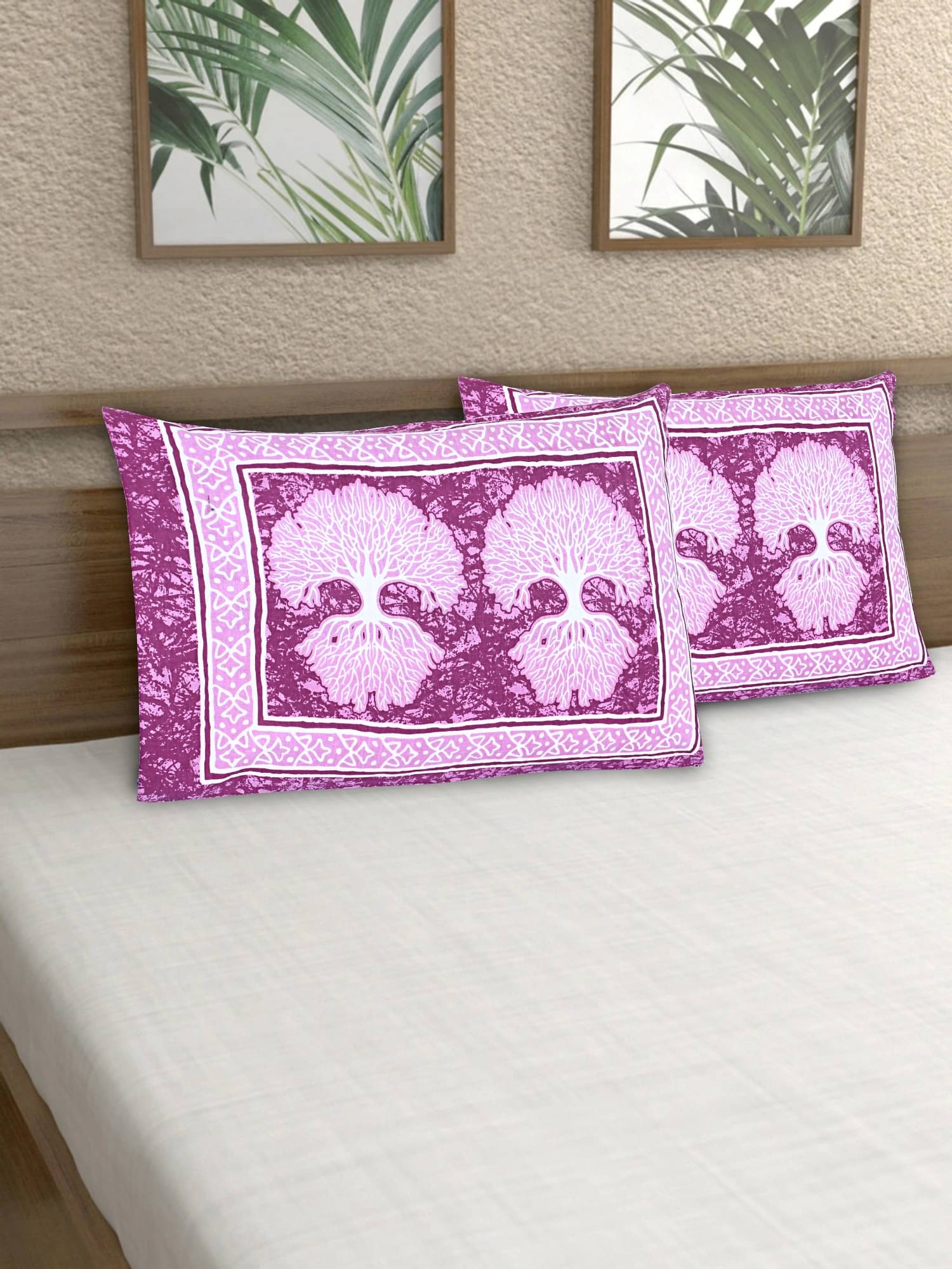     			AJ Home - Pack of 2 Cotton Ethnic Regular Pillow Cover ( 68.58 cm(27) x 43.18 cm(17) ) - Pink