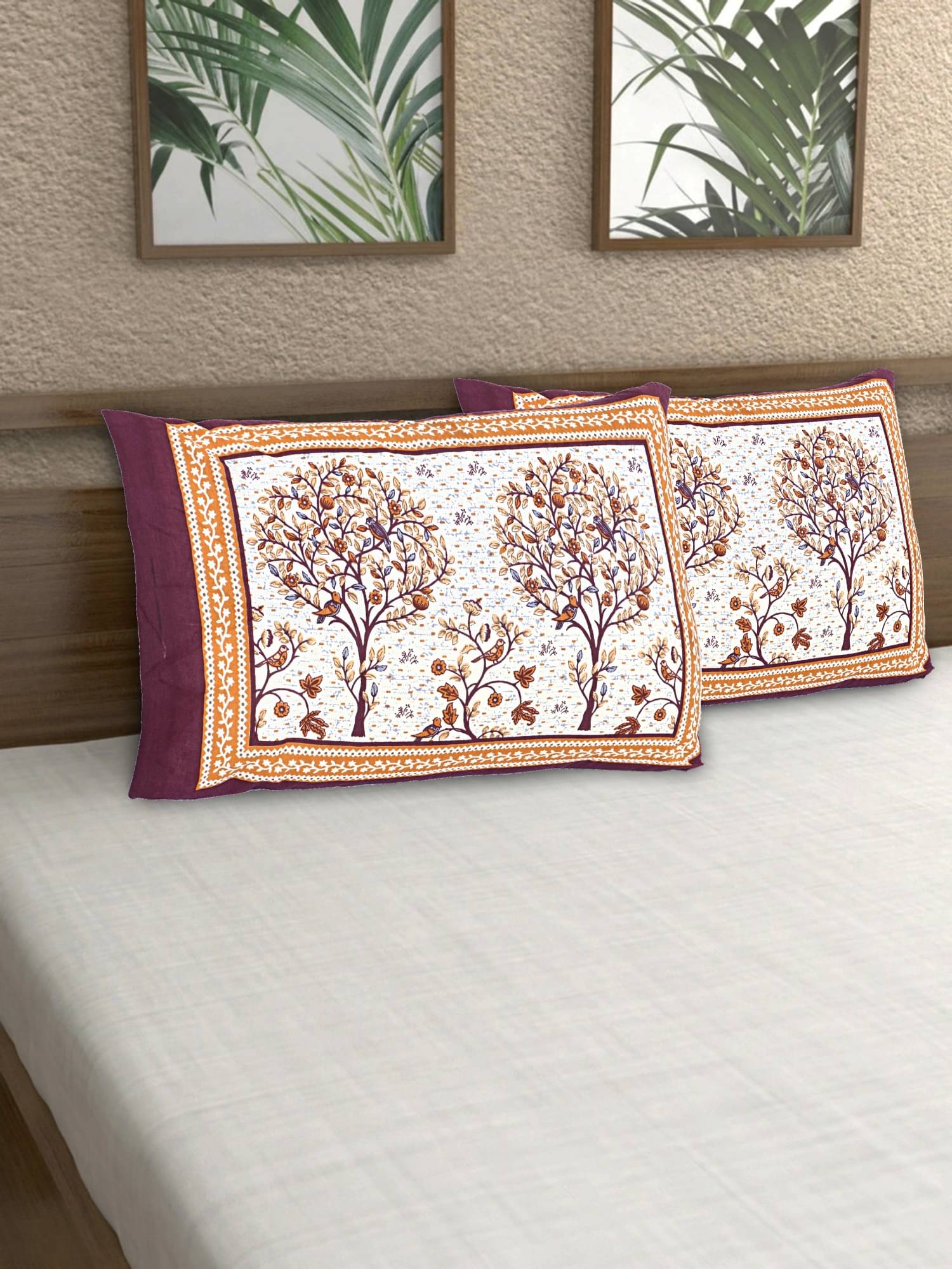     			AJ Home - Pack of 2 Cotton Ethnic Regular Pillow Cover ( 68.58 cm(27) x 43.18 cm(17) ) - Maroon
