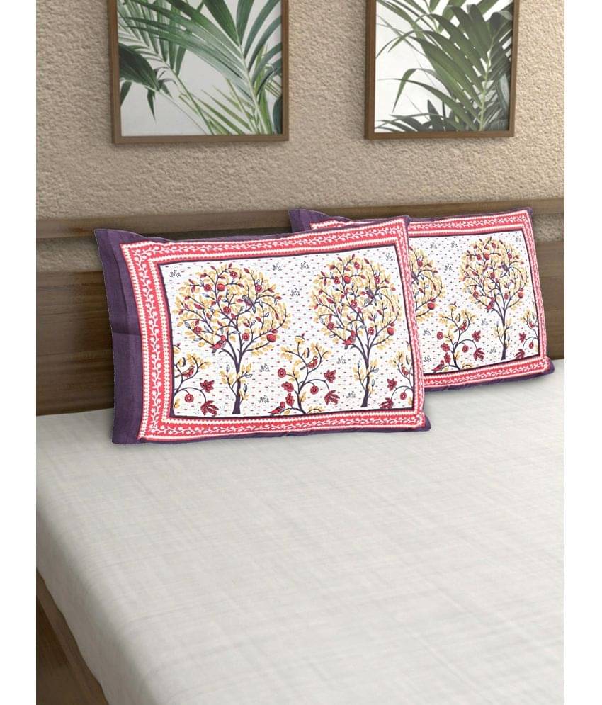    			AJ Home - Pack of 2 Cotton Floral Regular Pillow Cover ( 68.58 cm(27) x 43.18 cm(17) ) - Pink