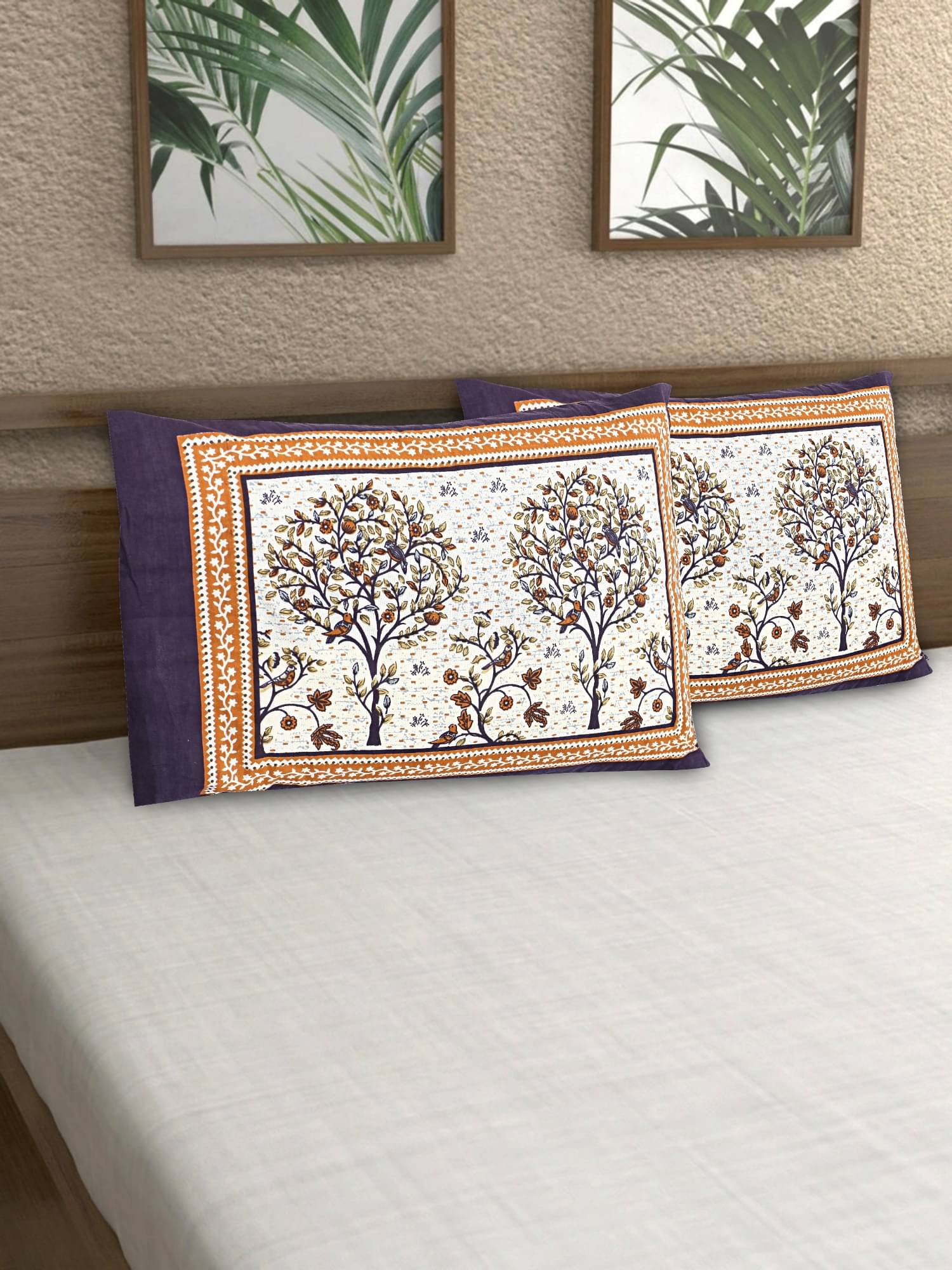 AJ Home - Pack of 2 Cotton Floral Regular Pillow Cover ( 68.58 cm(27) x 43.18 cm(17) ) - Brown AJ Home - Pack of 2 Cotton Floral Regular Pillow Cover ( 68.58 cm(27) x 43.18 cm(17) ) - Brown