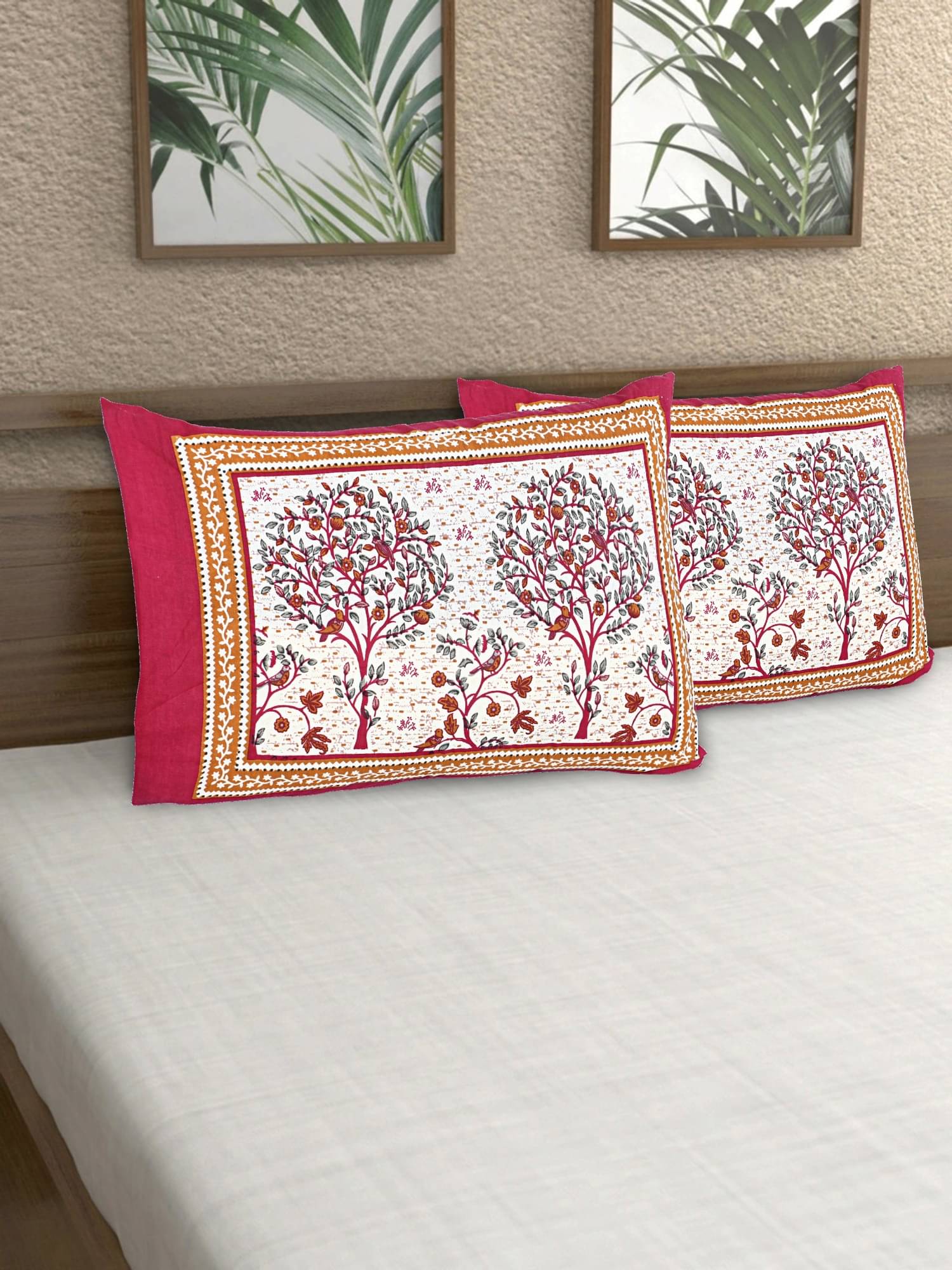 AJ Home - Pack of 2 Cotton Floral Regular Pillow Cover ( 68.58 cm(27) x 43.18 cm(17) ) - Red AJ Home - Pack of 2 Cotton Floral Regular Pillow Cover ( 68.58 cm(27) x 43.18 cm(17) ) - Red