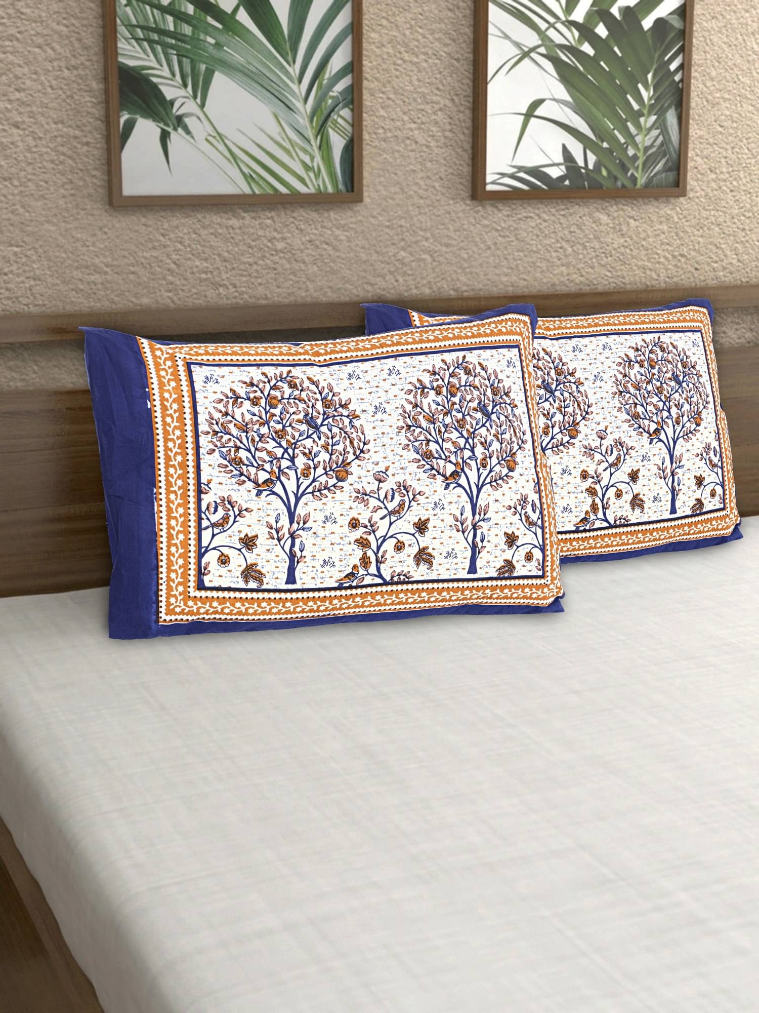 AJ Home - Pack of 2 Cotton Floral Regular Pillow Cover ( 68.58 cm(27) x 43.18 cm(17) ) - Blue AJ Home - Pack of 2 Cotton Floral Regular Pillow Cover ( 68.58 cm(27) x 43.18 cm(17) ) - Blue