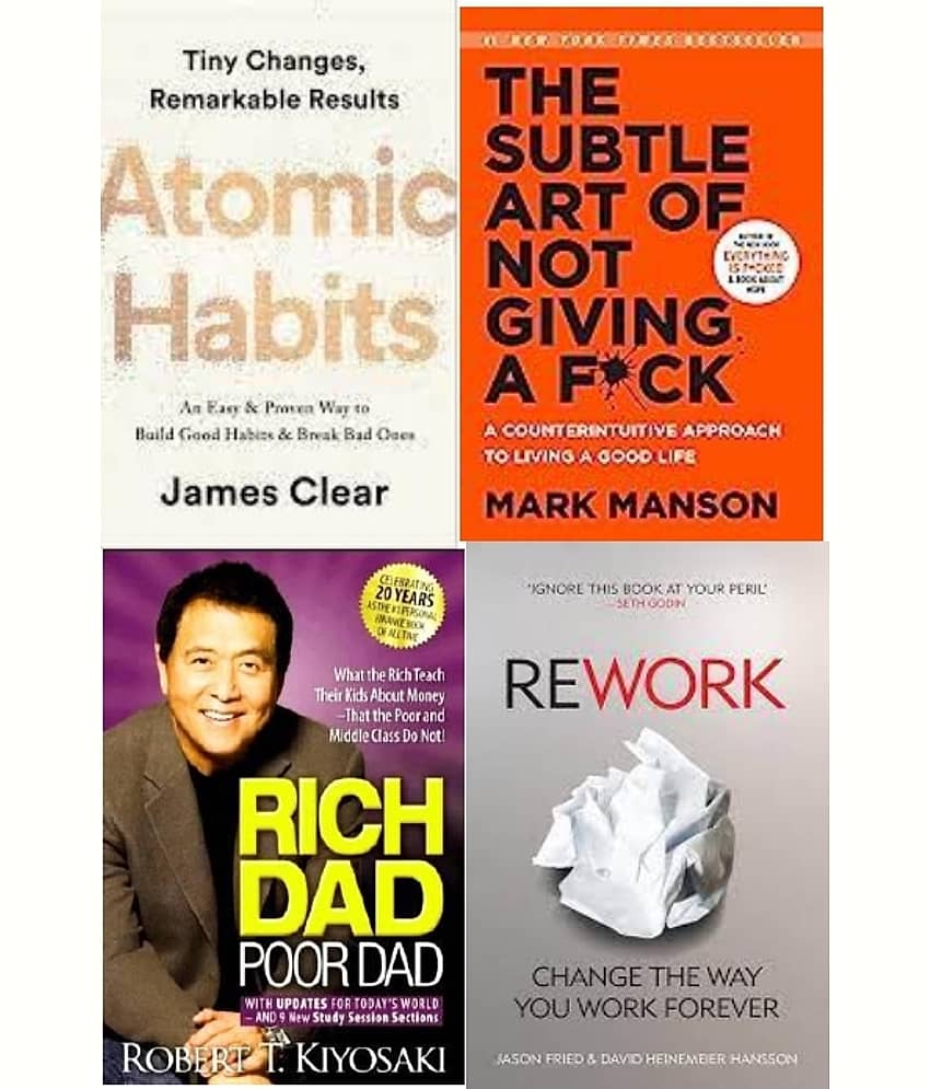 Atomic Habits + Rework + The Subtle Art + Rich Dad Poor Dad - Stationery | Buy online on ZillyBuy