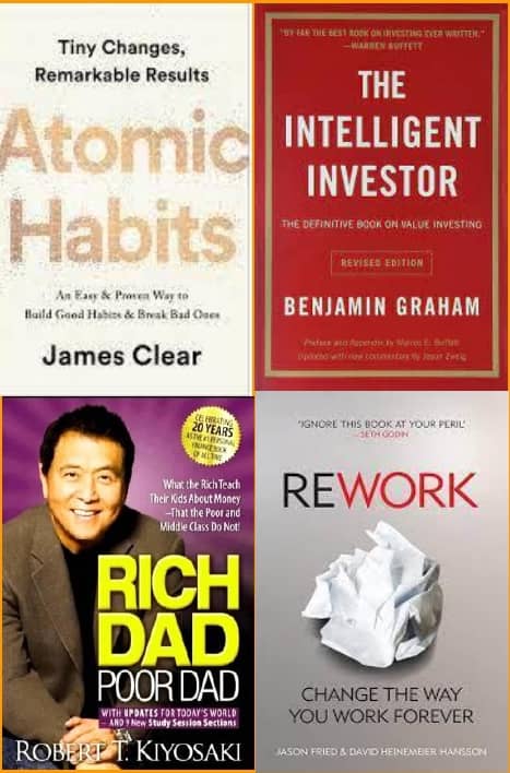 Atomic Habits + The Intelligent Investor + Rich Dad Poor Dad + Rwwork - Stationery | Buy online on ZillyBuy