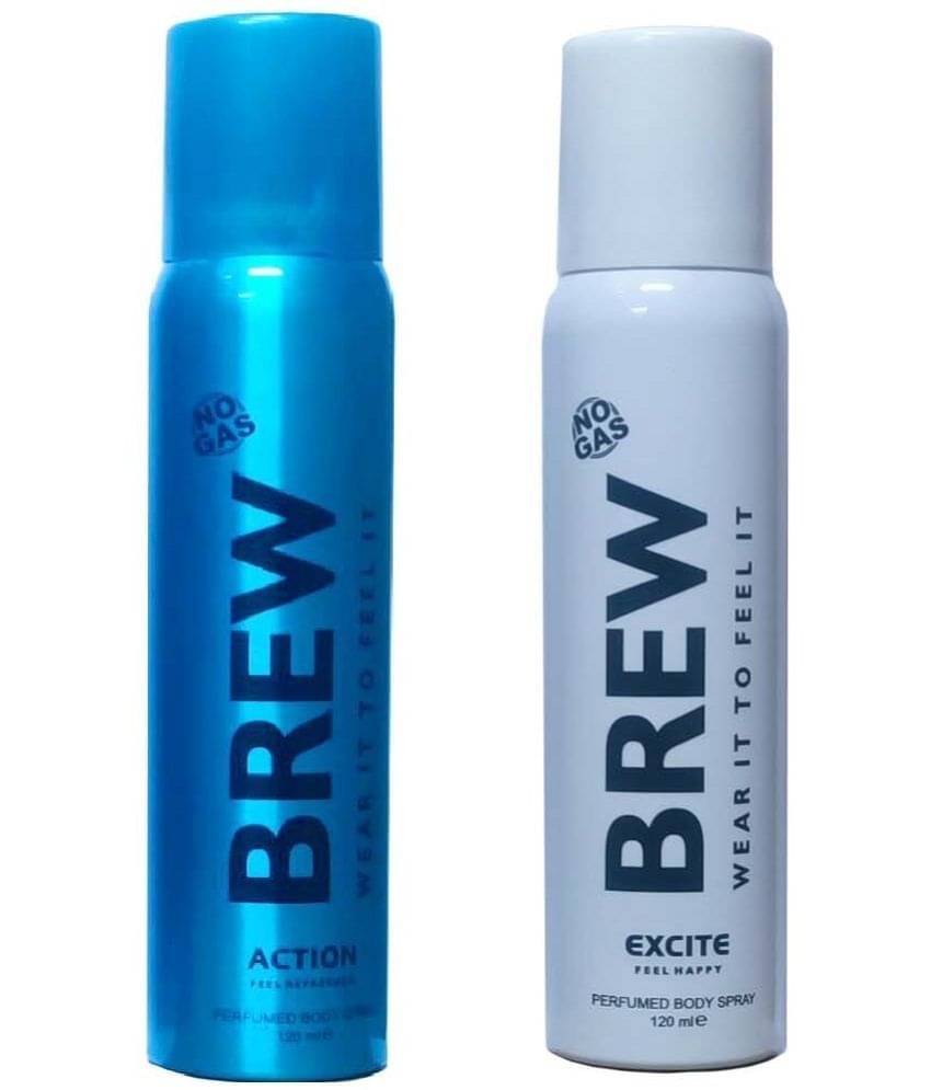 Brew - BREW 1 ACTION & 1 EXCITE 120ML EACH, Deodorant Spray for Women,Men 240 ml ( Pack of 2 ) Brew - BREW 1 ACTION & 1 EXCITE 120ML EACH, Deodorant Spray for Women,Men 240 ml ( Pack of 2 )