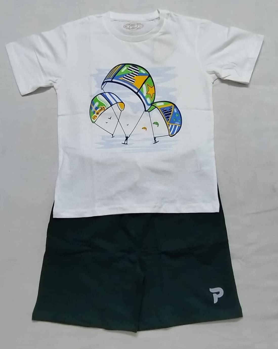    			Cherry Tree Pack of 1 Boys Cotton Blend T-Shirt & Shorts Set ( Green )