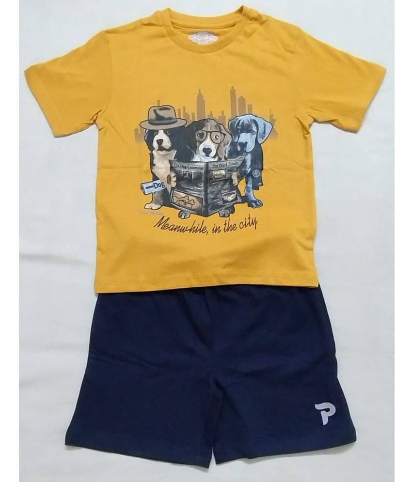 Cherry Tree Pack of 1 Boys Cotton Blend T-Shirt & Shorts Set ( Yellow ) Cherry Tree Pack of 1 Boys Cotton Blend T-Shirt & Shorts Set ( Yellow )