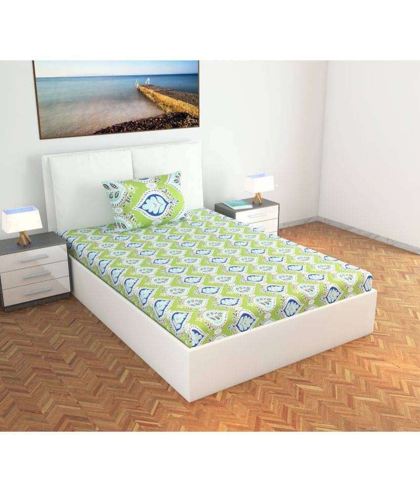 DIVINE CASA Cotton Single Bedsheet ( Green ) DIVINE CASA Cotton Single Bedsheet ( Green )