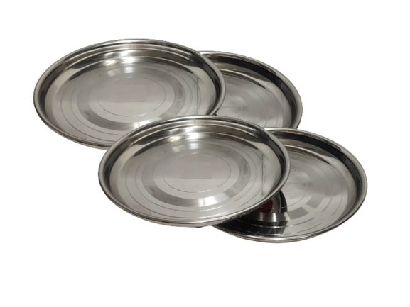 Dynore 4 Pcs Stainless Steel Silver Quarter Plate Dynore 4 Pcs Stainless Steel Silver Quarter Plate