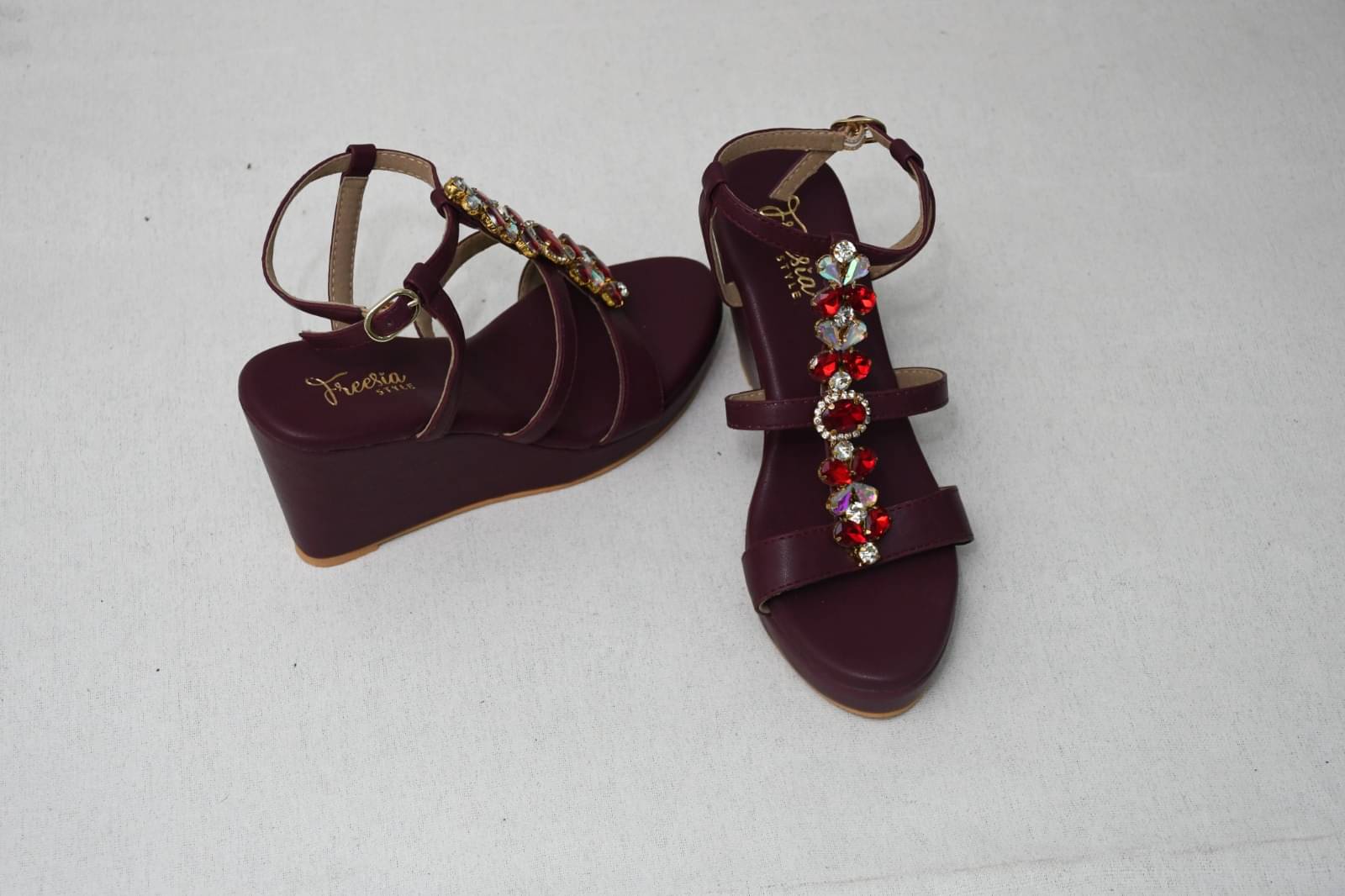     			FREESIA STYLE - Maroon Women's Sandal Heels