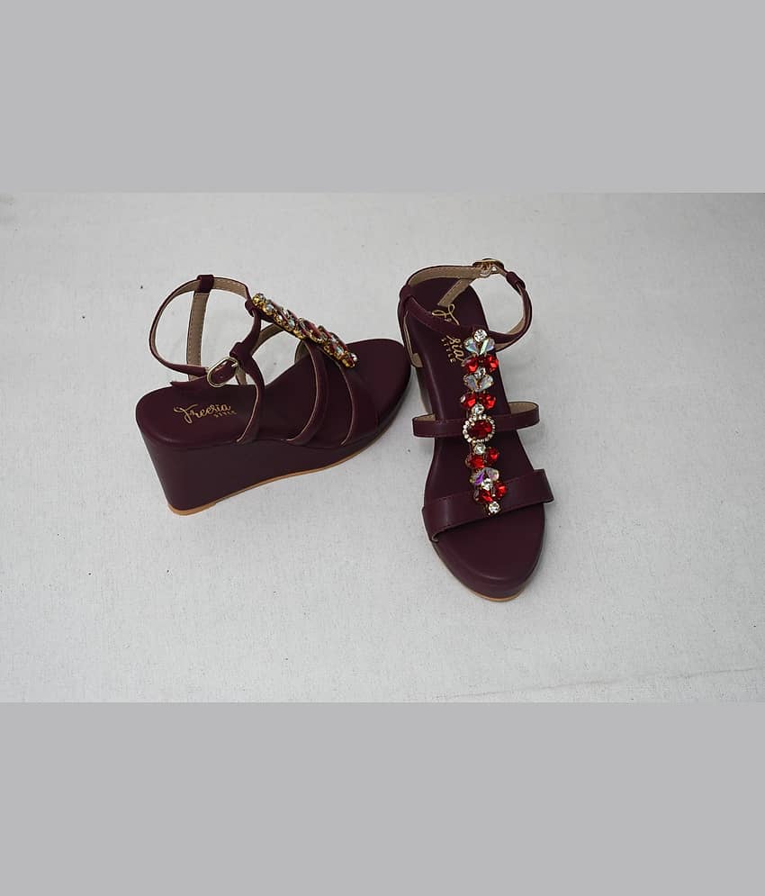 FREESIA STYLE - Maroon Women's Sandal Heels - Heels | Buy online on ZillyBuy
