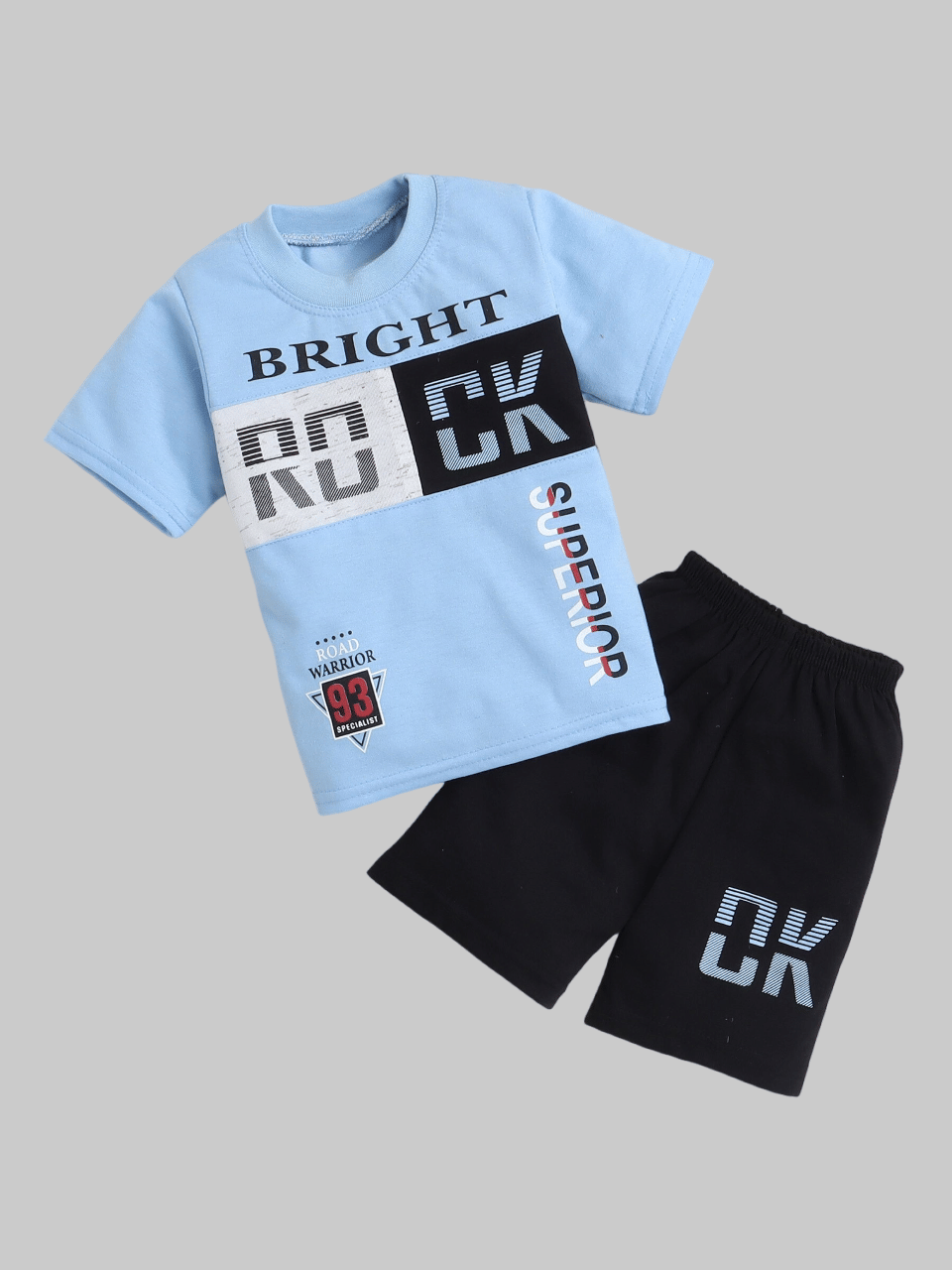     			Fourfolds Pack of 1 Boys Cotton T-Shirt & Shorts Set ( Blue )