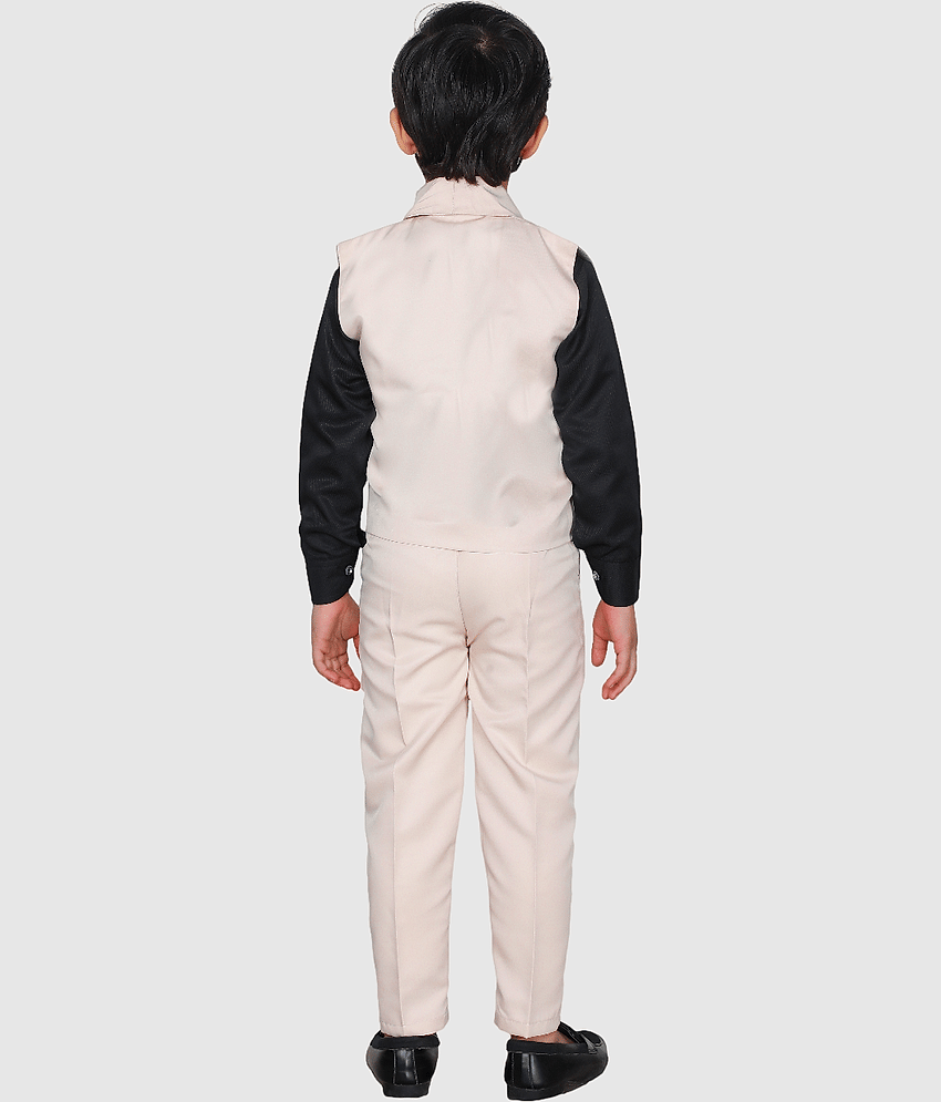 Fourfolds Pack of 1 Boys Cotton Blend Shirt & Pants Set ( Cream )