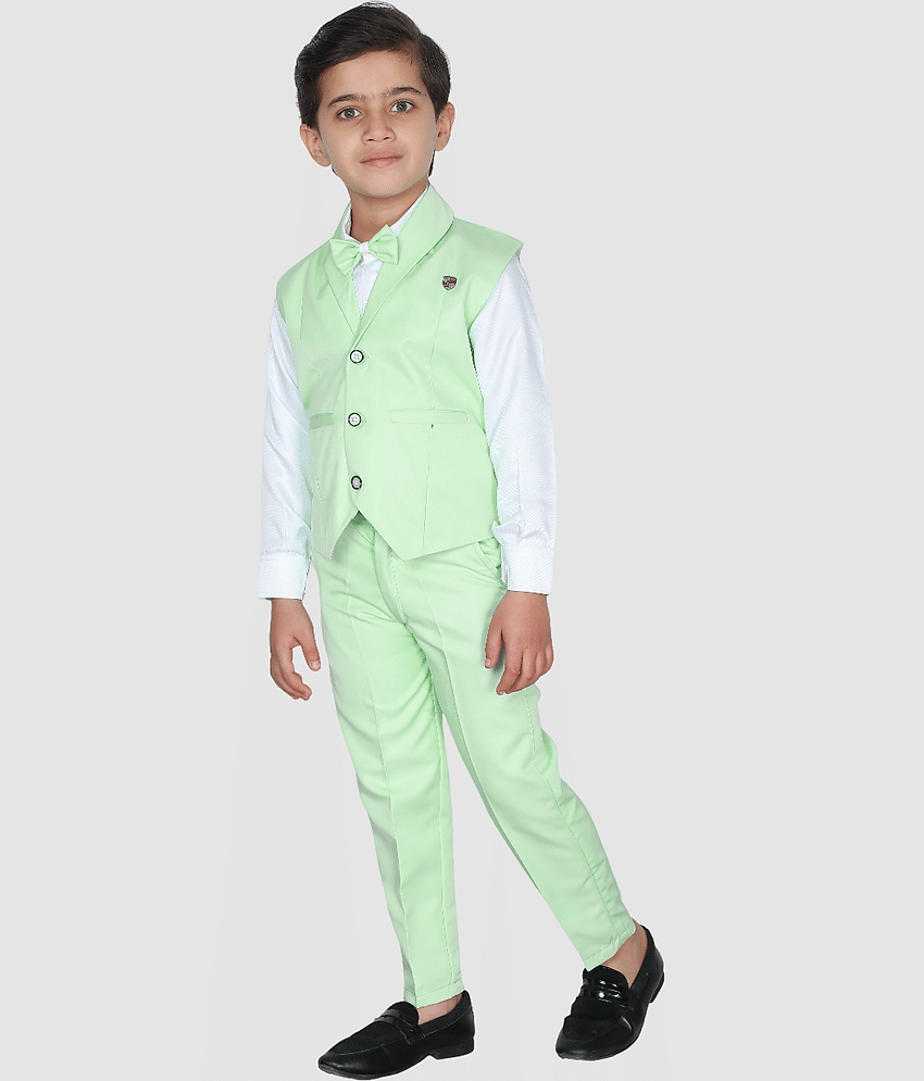Fourfolds Pack of 1 Boys Cotton Blend Shirt & Pants Set ( Cream )