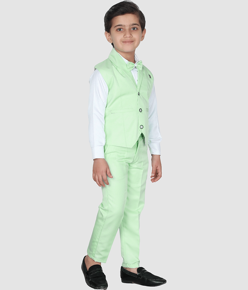 Fourfolds Pack of 1 Boys Cotton Blend Shirt & Pants Set ( Cream )