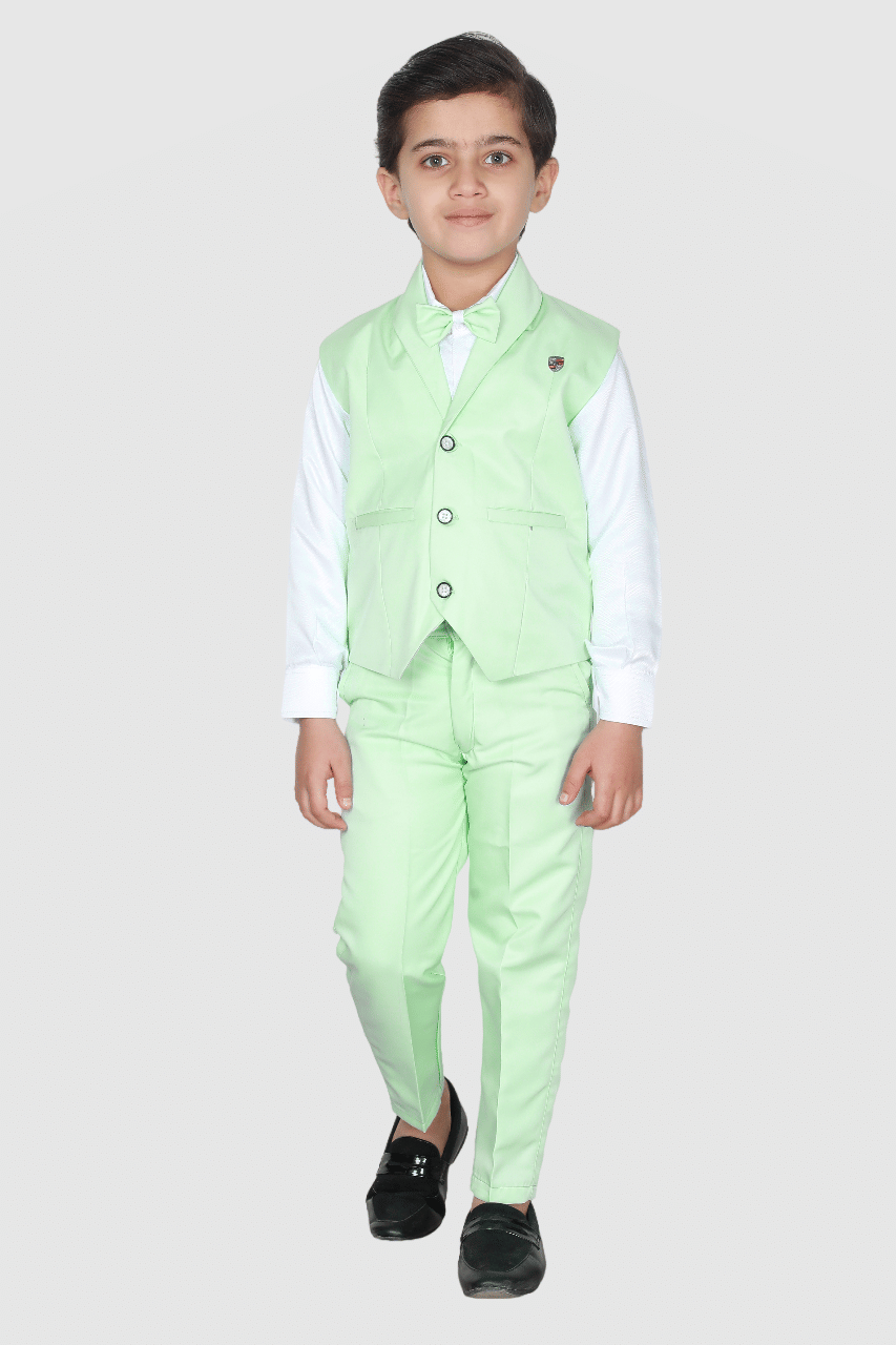     			Fourfolds Pack of 1 Boys Cotton Blend Shirt & Pants Set ( Green )