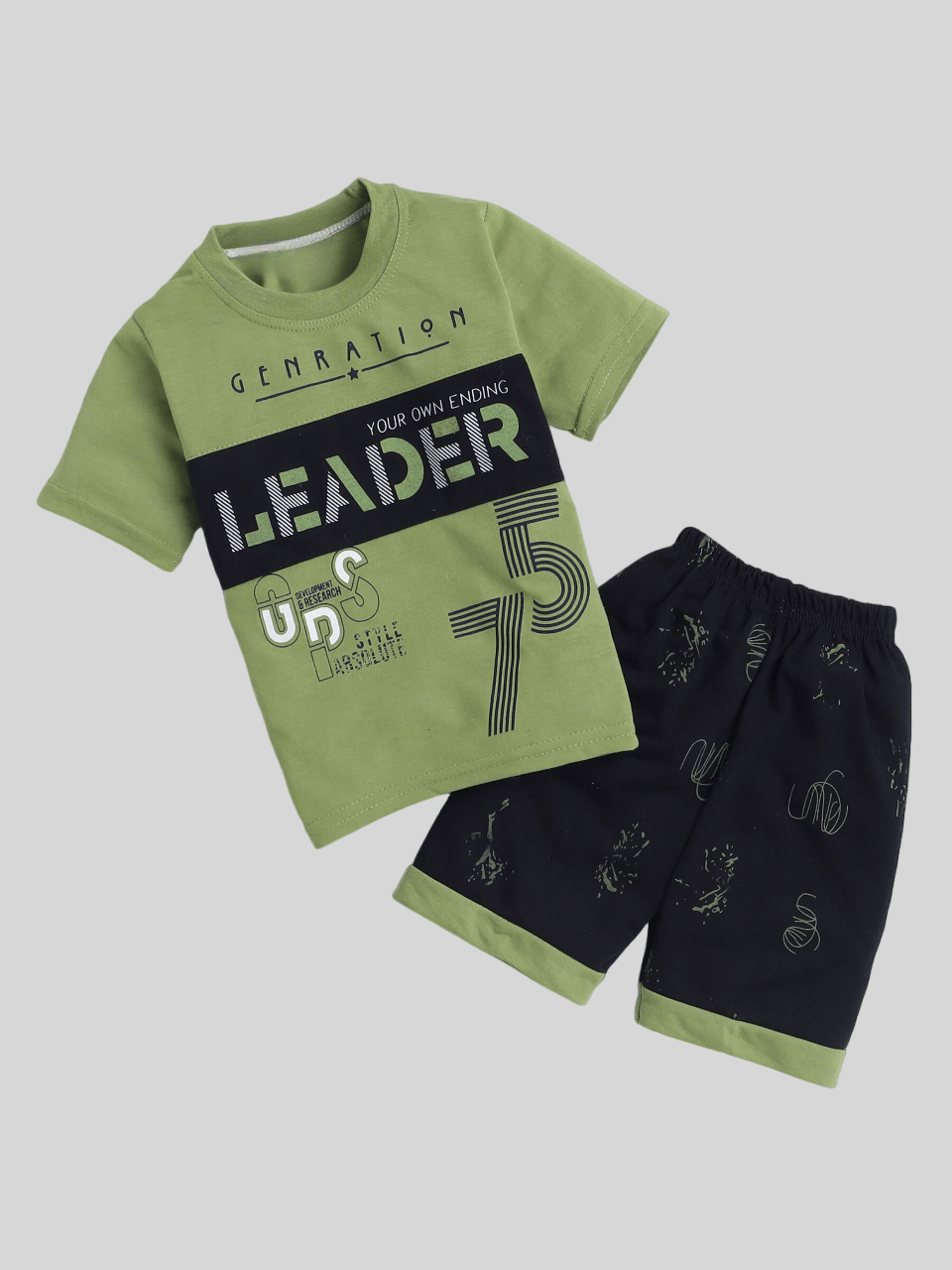 Fourfolds Pack of 1 Unisex for Baby Cotton Blend T-Shirt & Shorts ( Green ) Fourfolds Pack of 1 Unisex for Baby Cotton Blend T-Shirt & Shorts ( Green )