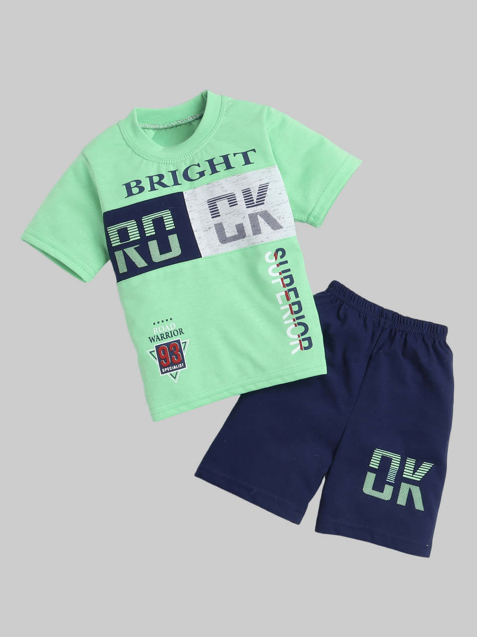     			Fourfolds Pack of 1 Boys Cotton T-Shirt & Shorts Set ( Green )