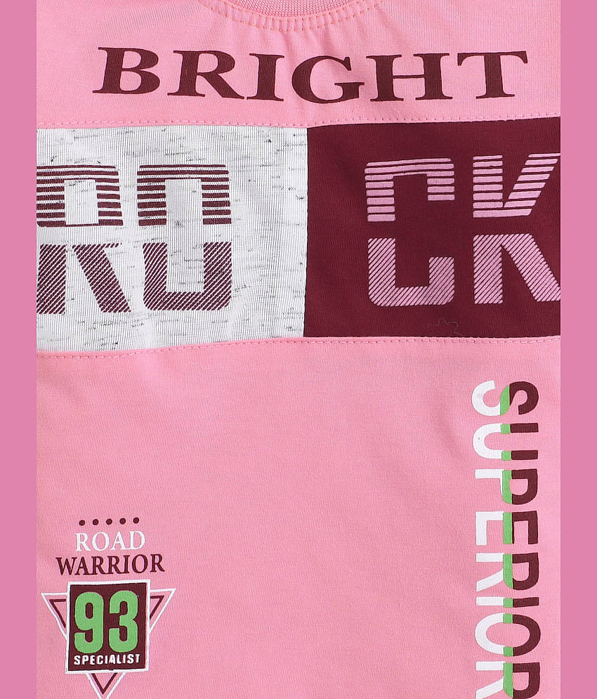 Fourfolds Pack of 1 Boys Cotton T-Shirt & Shorts Set ( Pink )