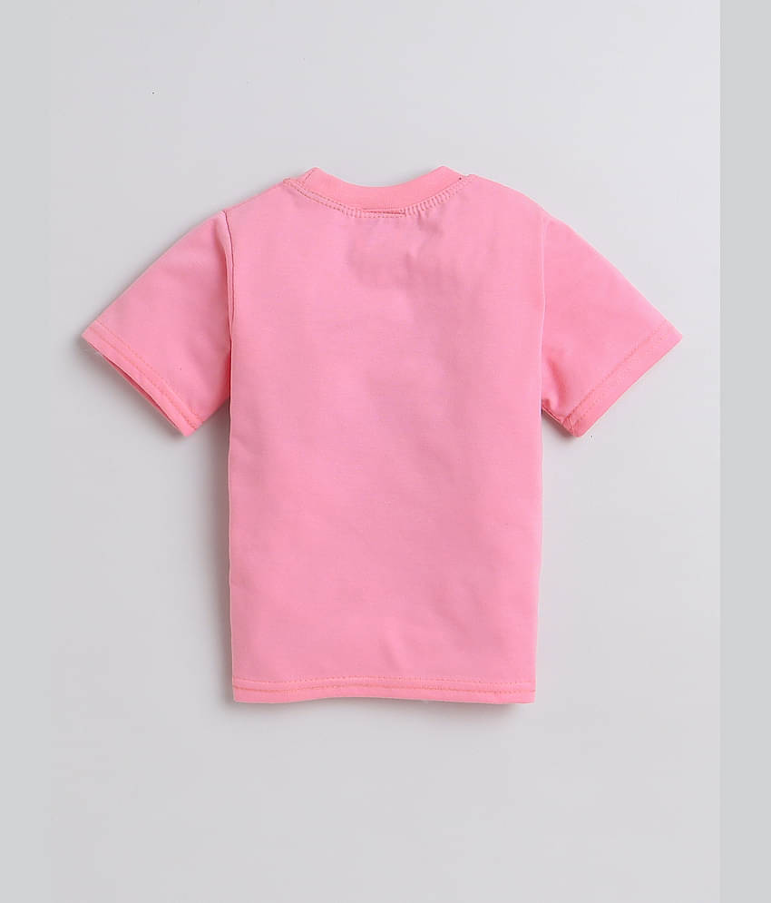 Fourfolds Pack of 1 Boys Cotton T-Shirt & Shorts Set ( Pink )