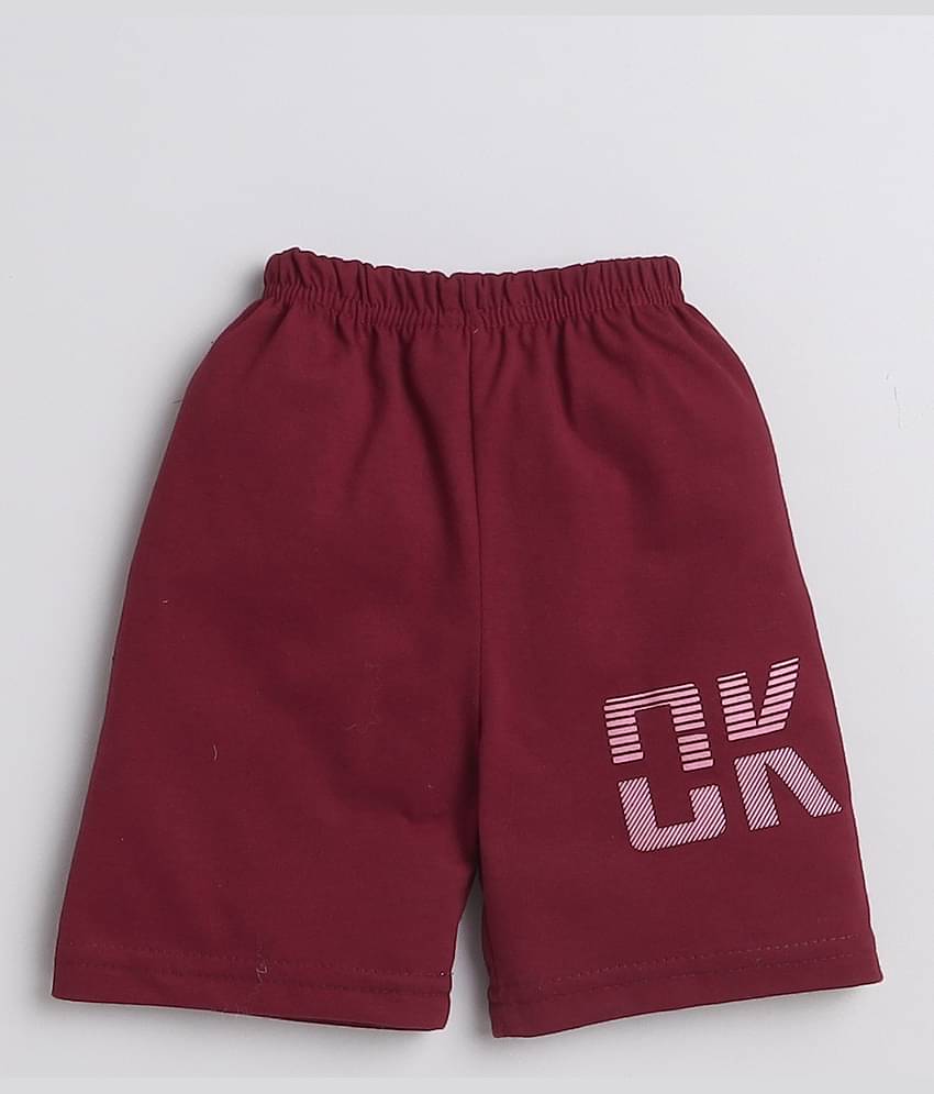 Fourfolds Pack of 1 Boys Cotton T-Shirt & Shorts Set ( Pink )