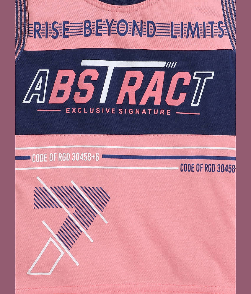 Fourfolds Pack of 1 Boys Cotton T-Shirt & Shorts Set ( Pink )