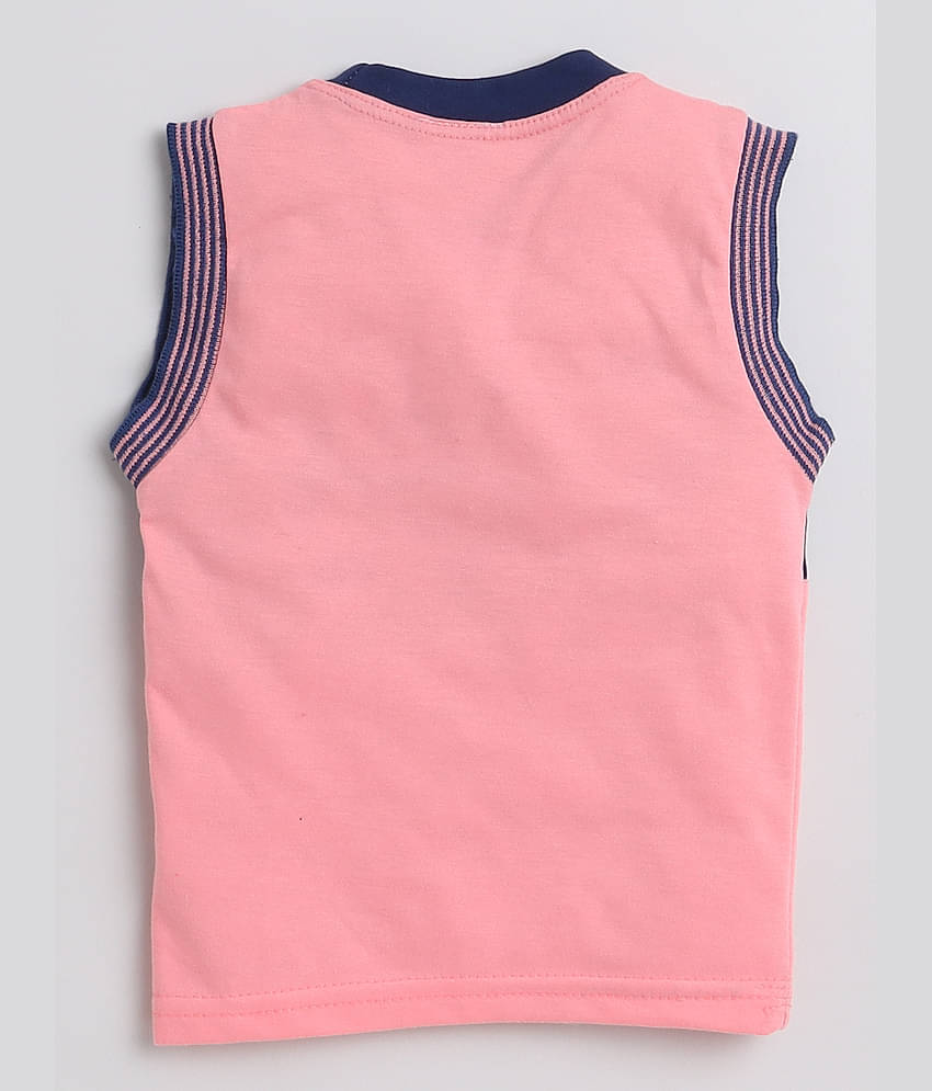 Fourfolds Pack of 1 Boys Cotton T-Shirt & Shorts Set ( Pink )