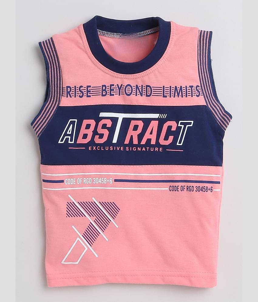 Fourfolds Pack of 1 Boys Cotton T-Shirt & Shorts Set ( Pink )