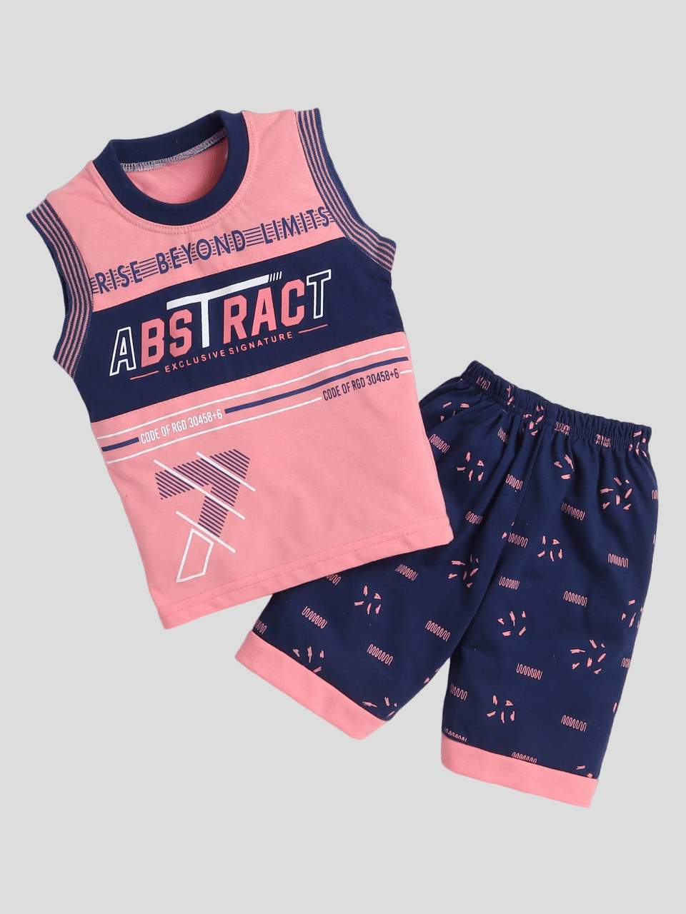     			Fourfolds Pack of 1 Boys Cotton T-Shirt & Shorts Set ( Pink )