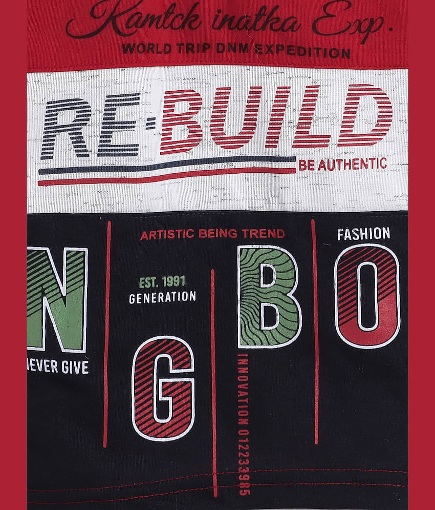 Fourfolds Pack of 1 Boys Cotton T-Shirt & Shorts Set ( Red )