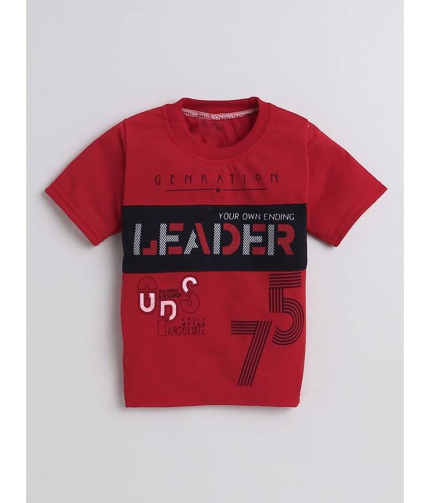 Fourfolds Pack of 1 Boys Cotton T-Shirt & Shorts Set ( Red )