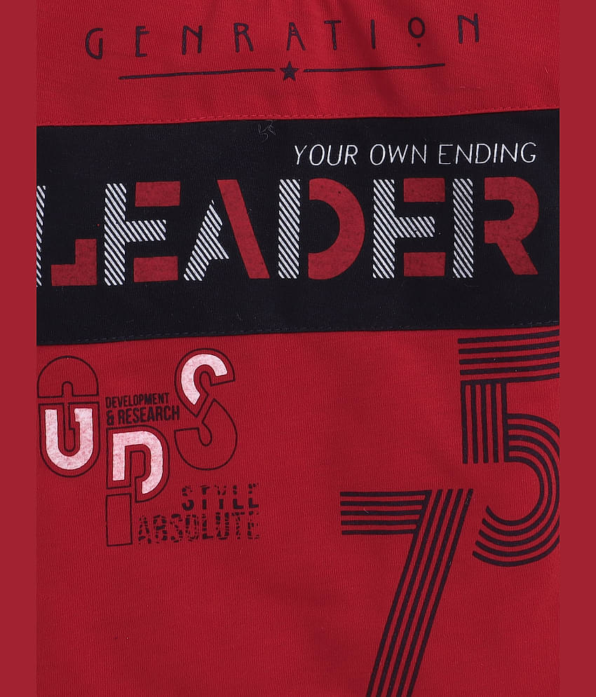 Fourfolds Pack of 1 Boys Cotton T-Shirt & Shorts Set ( Red )