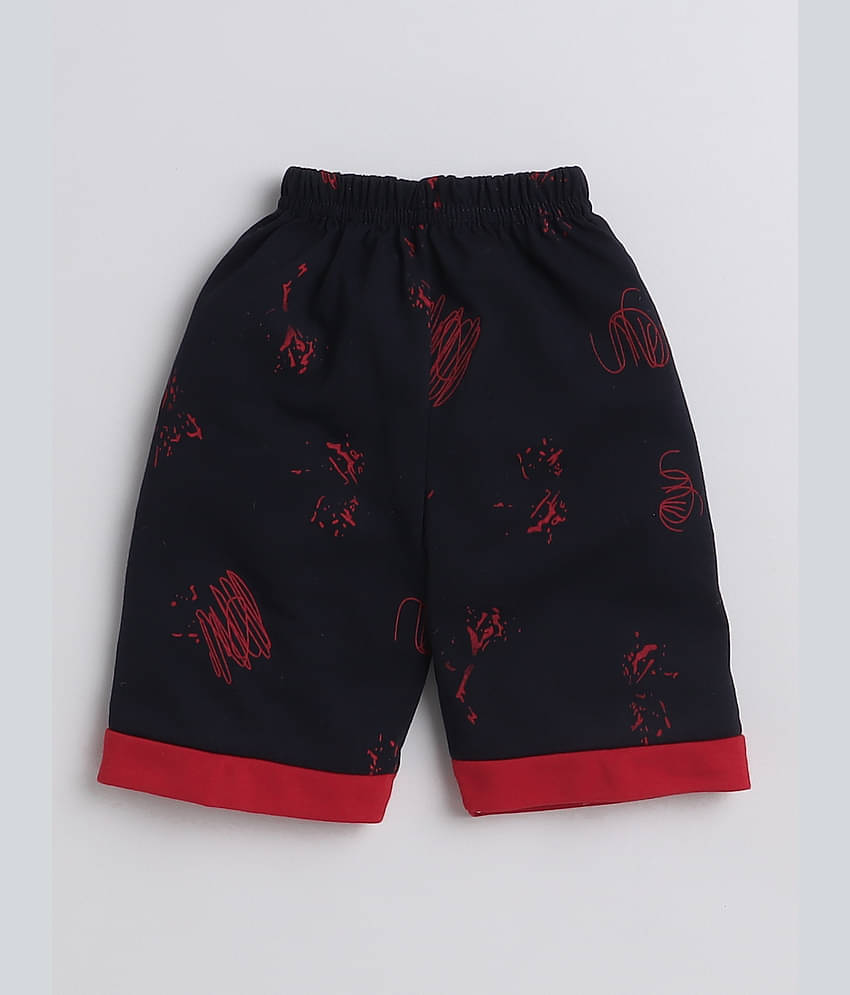 Fourfolds Pack of 1 Boys Cotton T-Shirt & Shorts Set ( Red )