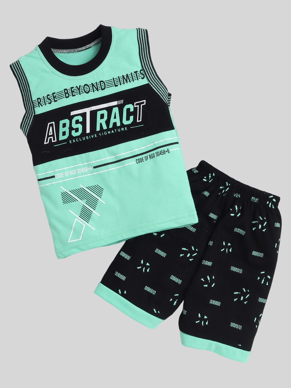     			Fourfolds Pack of 1 Boys Cotton T-Shirt & Shorts Set ( Sea Green )