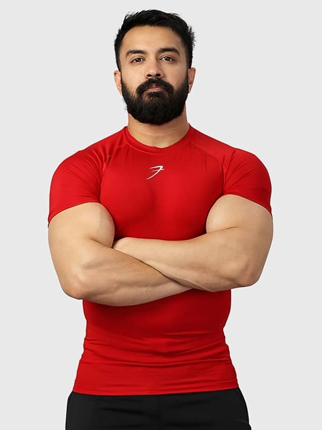 Fuaark - Red Polyester Slim Fit Men's Compression T-Shirt ( Pack of 1 )