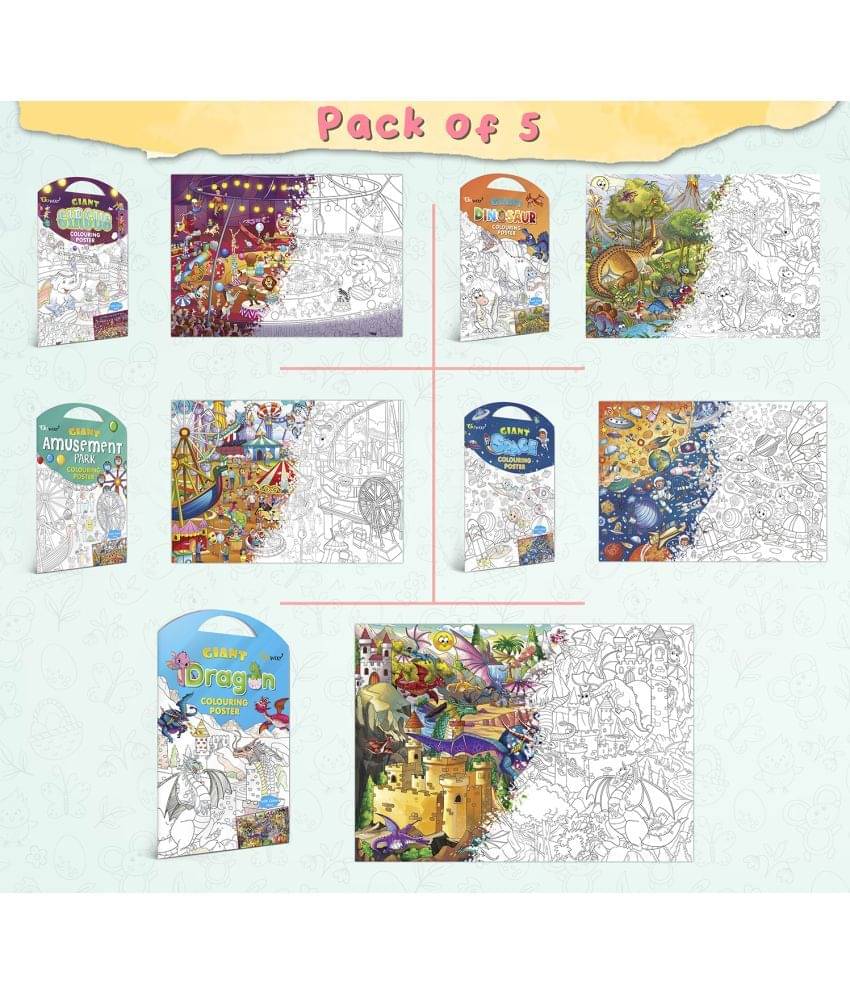 GIANT CIRCUS COLOURING POSTER, GIANT DINOSAUR COLOURING POSTER, GIANT AMUSEMENT PARK COLOURING POSTER, GIANT SPACE COLOURING POSTER and GIANT DRAGON COLOURING POSTER | Gift Pack of 5 Posters I jumbo wall colouring posters GIANT CIRCUS COLOURING POSTER, GIANT DINOSAUR COLOURING POSTER, GIANT AMUSEMENT PARK COLOURING POSTER, GIANT SPACE COLOURING POSTER and GIANT DRAGON COLOURING POSTER | Gift Pack of 5 Posters I jumbo wall colouring posters