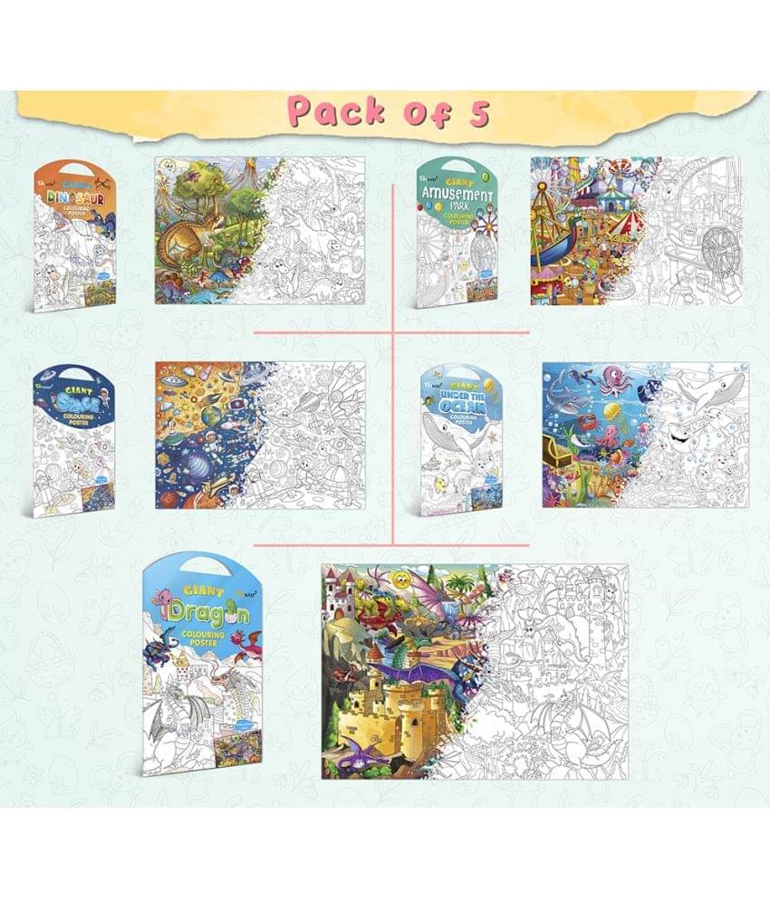 GIANT DINOSAUR COLOURING POSTER, GIANT AMUSEMENT PARK COLOURING POSTER, GIANT SPACE COLOURING POSTER, GIANT UNDER THE OCEAN COLOURING POSTER and GIANT DRAGON COLOURING POSTER | Set of 5 Posters I Best Engaging Products For Kids GIANT DINOSAUR COLOURING POSTER, GIANT AMUSEMENT PARK COLOURING POSTER, GIANT SPACE COLOURING POSTER, GIANT UNDER THE OCEAN COLOURING POSTER and GIANT DRAGON COLOURING POSTER | Set of 5 Posters I Best Engaging Products For Kids