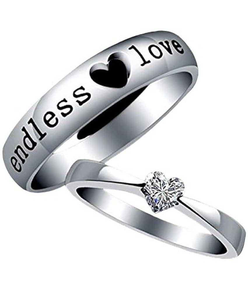 HEER COLLECTION - Silver Couple Ring ( Pack of 2 )
