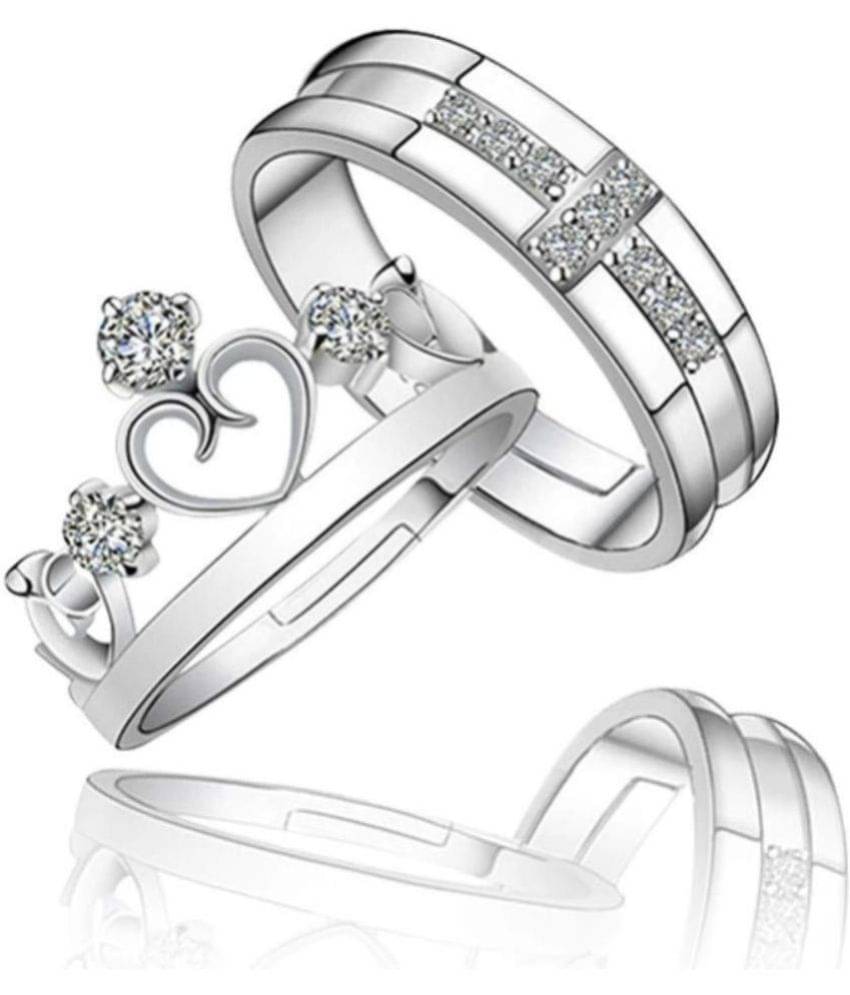HEER COLLECTION - Silver Couple Ring ( Pack of 2 ) HEER COLLECTION - Silver Couple Ring ( Pack of 2 )