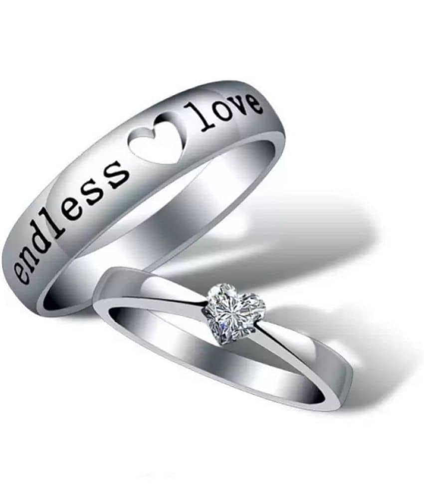 HEER COLLECTION - Silver Couple Ring ( Pack of 2 )