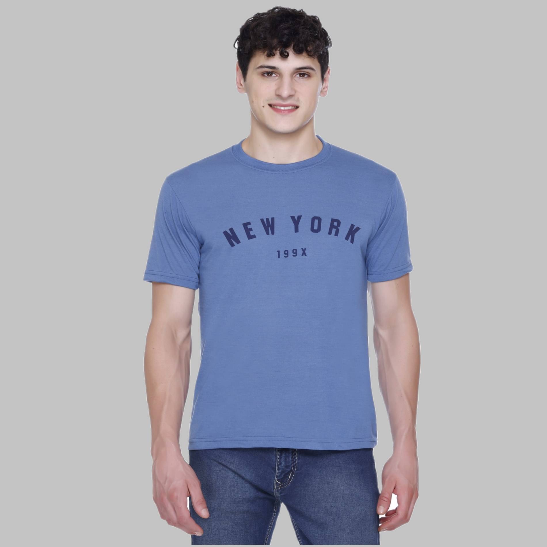 HVBK Pack of 1 Cotton Blend Regular Fit Men's T-Shirt ( Blue ) HVBK Pack of 1 Cotton Blend Regular Fit Men's T-Shirt ( Blue )