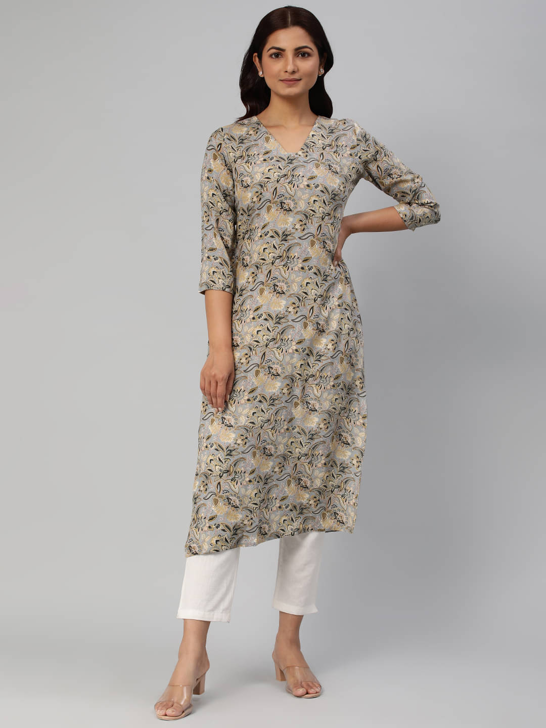 Hritika - Grey Viscose Women's Straight Kurti ( Pack of 1 )     			Hritika - Grey Viscose Women's Straight Kurti ( Pack of 1 )