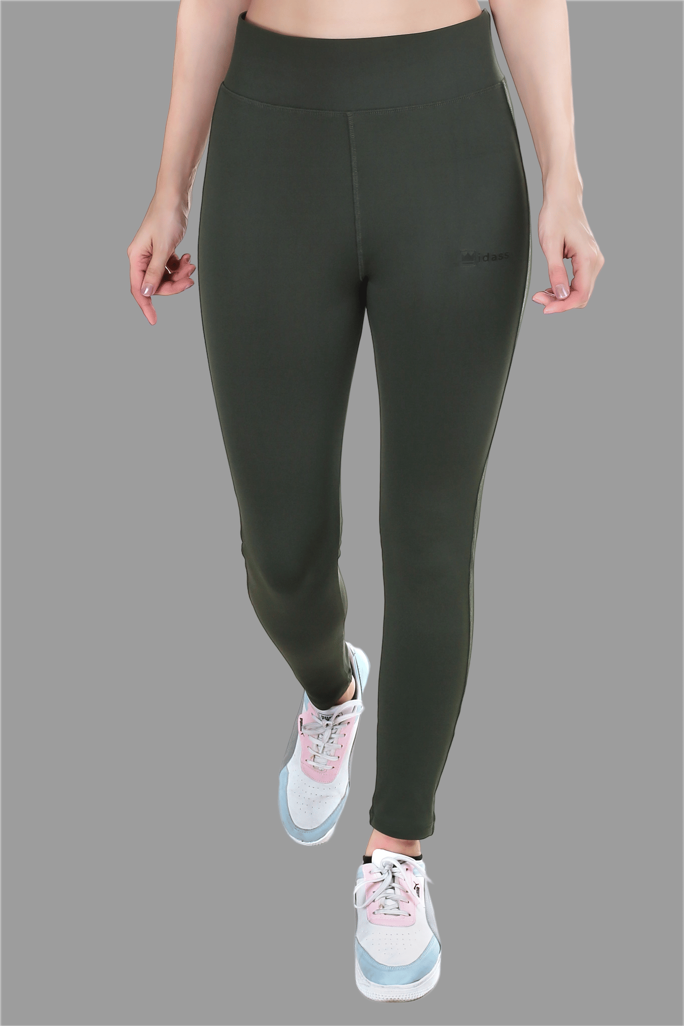    			IDASS - Lycra Slim Fit Olive Women's Tights ( Pack of 1 )