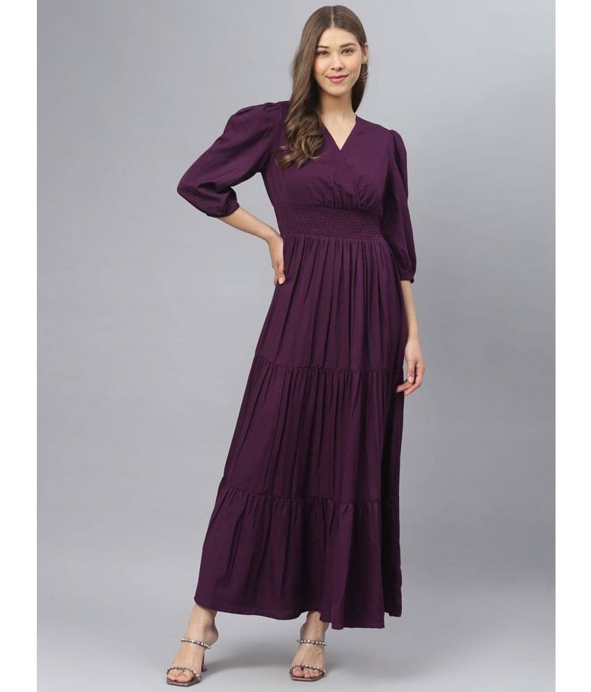 JASH CREATION Women Rayon Solid Fit & Flare Dress ( Mauve ) JASH CREATION Women Rayon Solid Fit & Flare Dress ( Mauve )